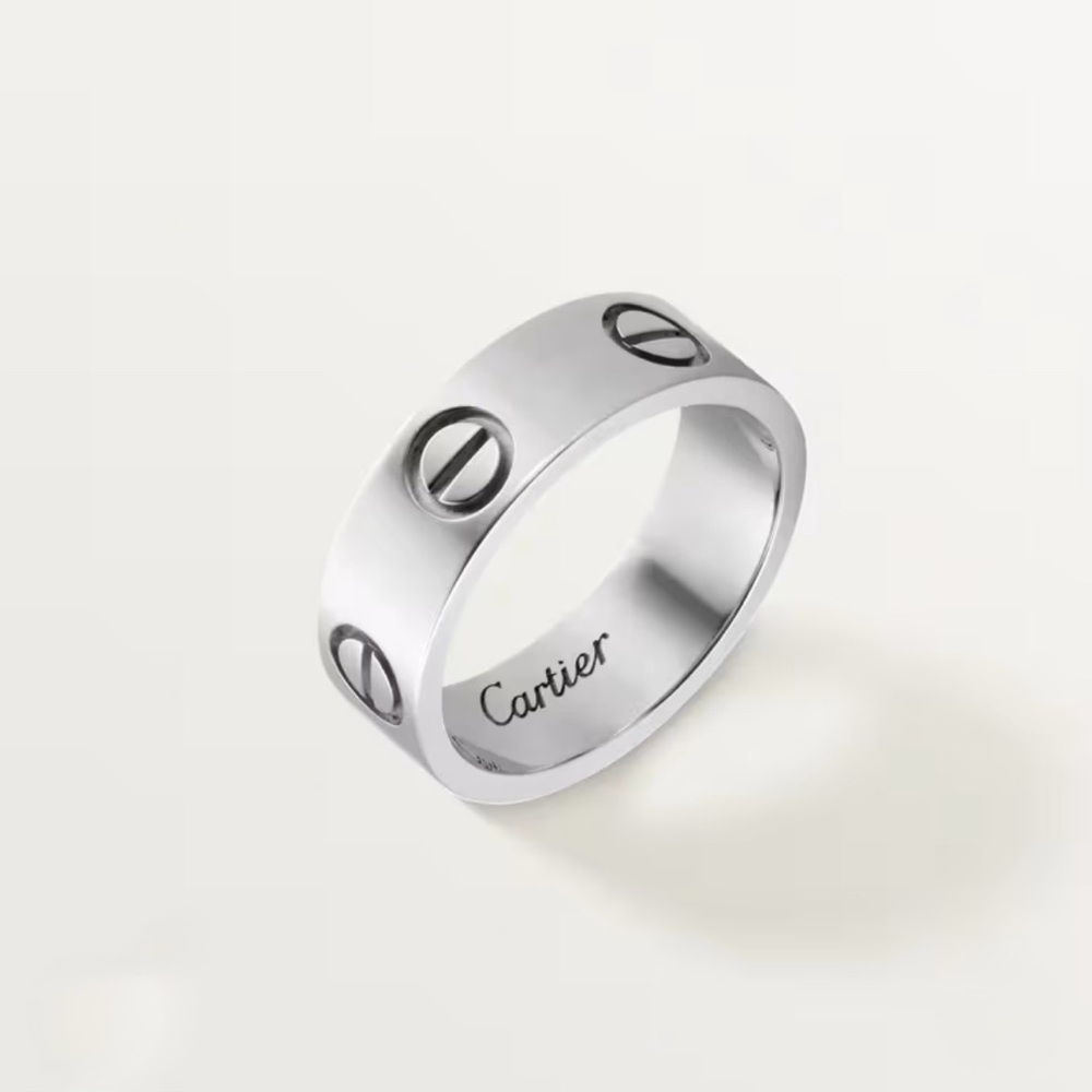 Cartier Love Ring Silver Band Size 51